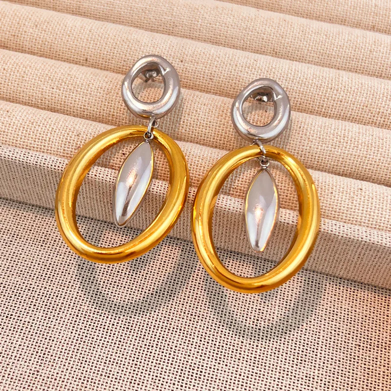 Σκουλαρίκια επιχρυσωμένο ατσάλι με ασημί-EA065