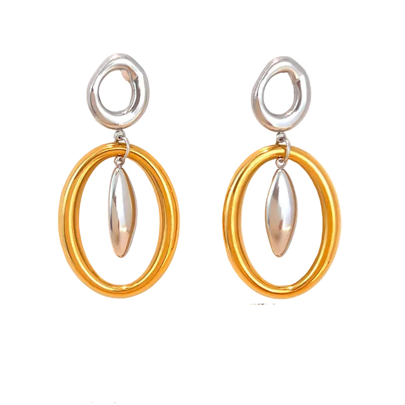 Σκουλαρίκια επιχρυσωμένο ατσάλι με ασημί-EA065