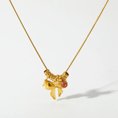 Κολιέ επιχρυσωμένο ατσάλι με φιόγκο-NE073