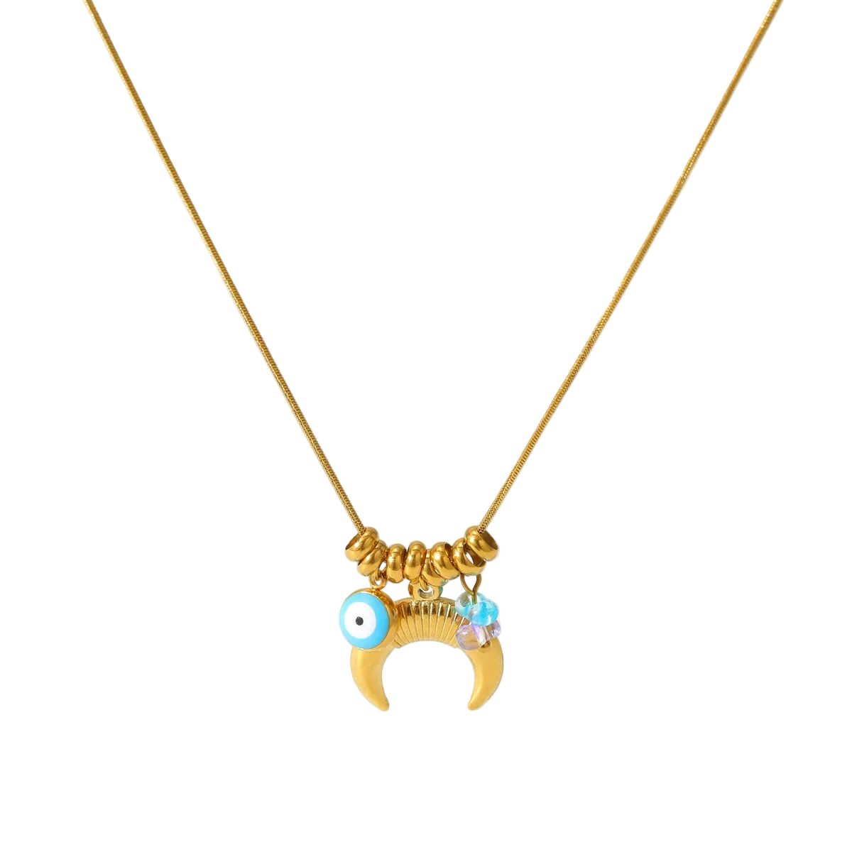 Κολιέ επιχρυσωμένο ατσάλι με ματάκι-NE074