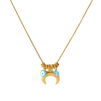 Κολιέ επιχρυσωμένο ατσάλι με ματάκι-NE074