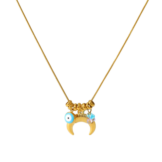 Colier din oțel placat cu aur cu ochi-NE074