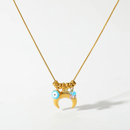 Κολιέ επιχρυσωμένο ατσάλι με ματάκι-NE074