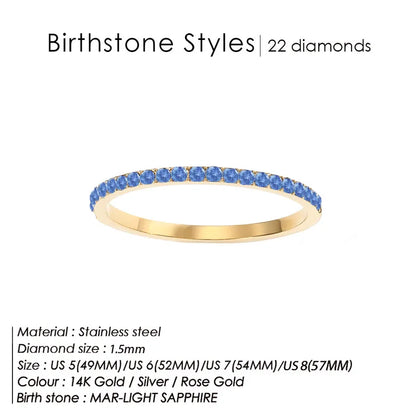Δαχτυλίδι ατσάλι με στρας birthstone - R383