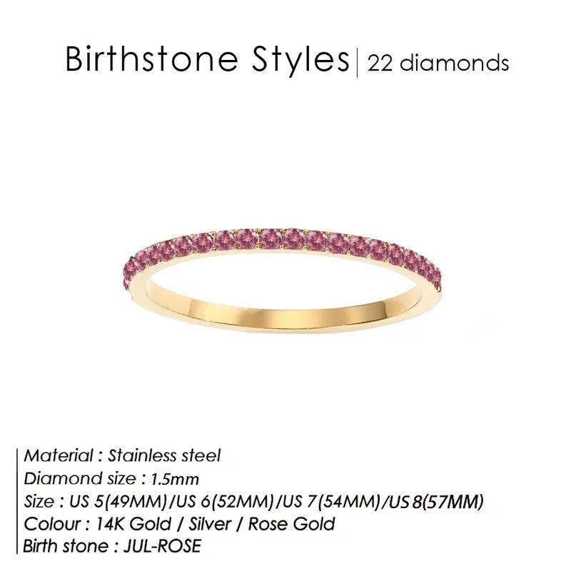 Δαχτυλίδι ατσάλι με στρας birthstone - R383