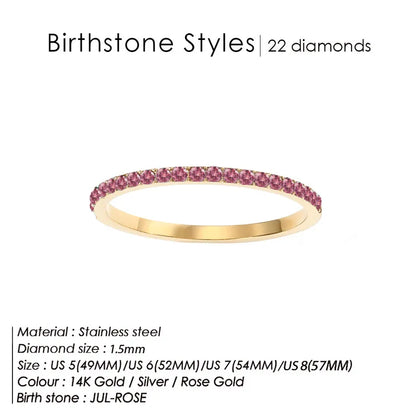 Δαχτυλίδι ατσάλι με στρας birthstone - R383