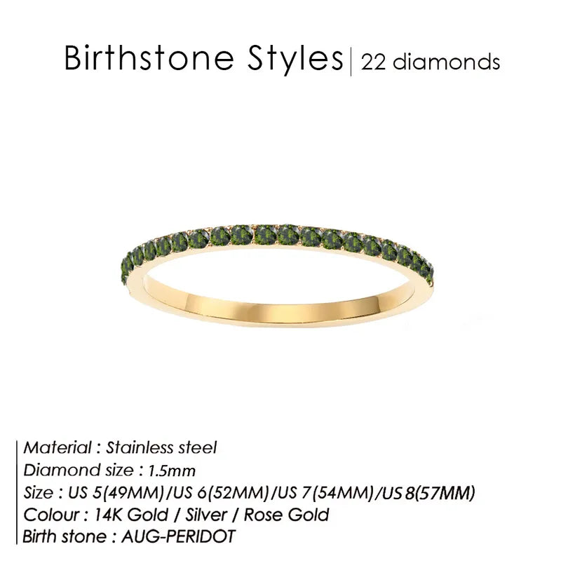 Δαχτυλίδι ατσάλι με στρας birthstone - R383