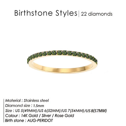 Δαχτυλίδι ατσάλι με στρας birthstone - R383