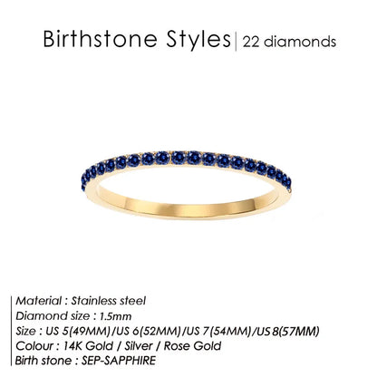 Δαχτυλίδι ατσάλι με στρας birthstone - R383