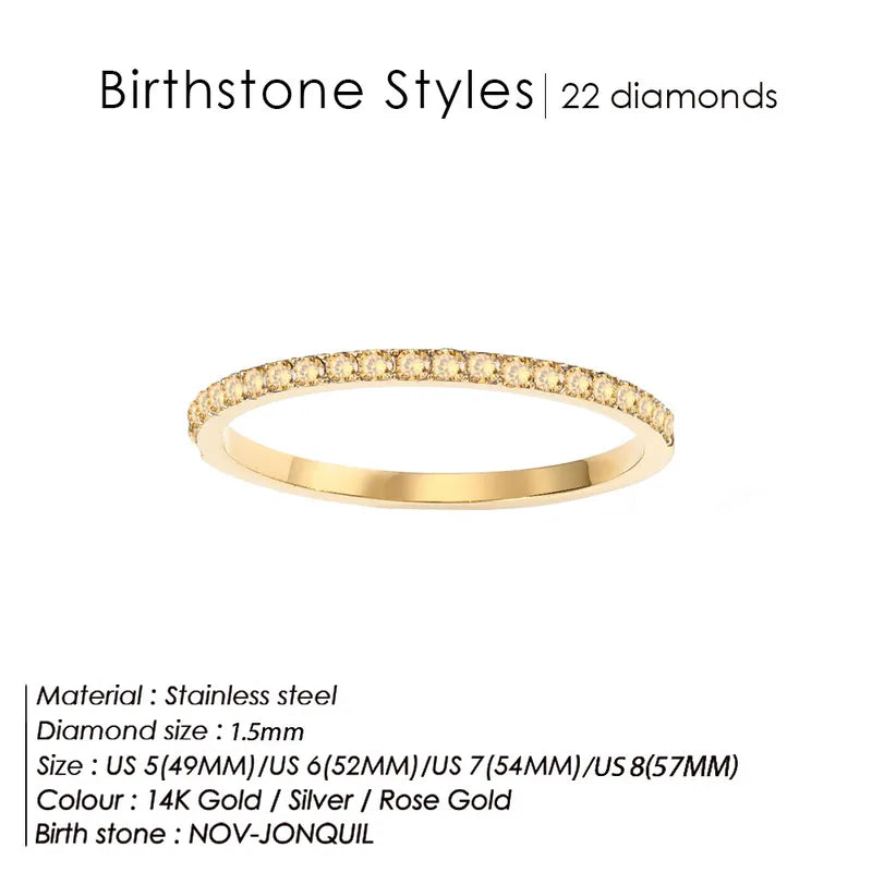 Δαχτυλίδι ατσάλι με στρας birthstone - R383