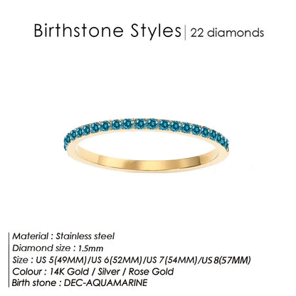 Δαχτυλίδι ατσάλι με στρας birthstone - R383