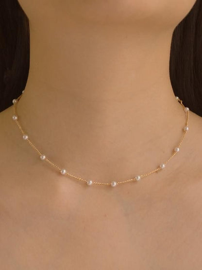 Necklace with chain and pearls - ne444