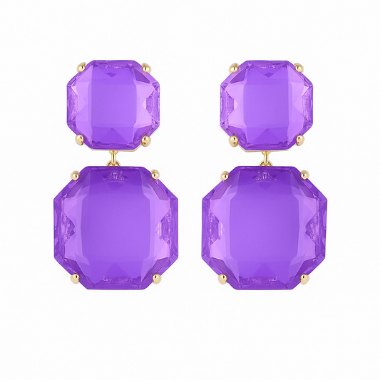 Purple acrylic earrings - w218