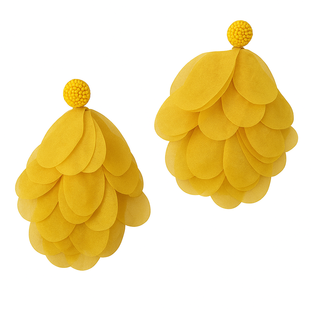 Yellow tulle earrings - w396