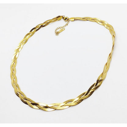 Necklace triple knit chain gold steel-ne413