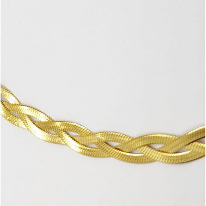 Necklace triple knit chain gold steel-ne413