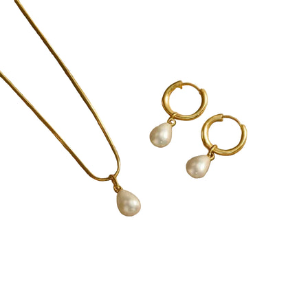 Σετ ατσάλι κολιέ και σκουλαρίκια-SET008