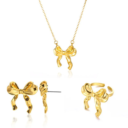 Set triplu din otel placat cu aur cu arc-SET051