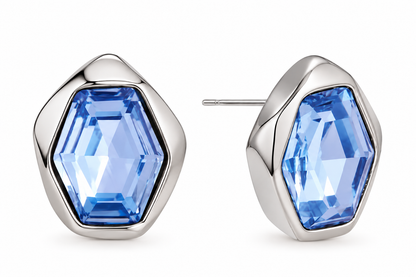Pendientes estrella de mar de acero con piedras azules- EA681