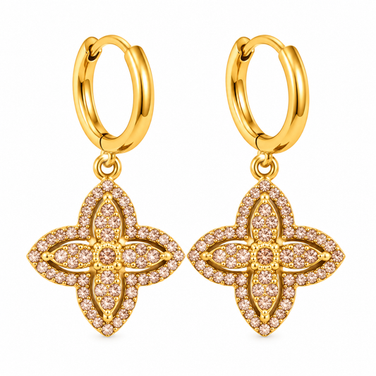 Pendientes estrella de mar de acero con piedras azules- EA681