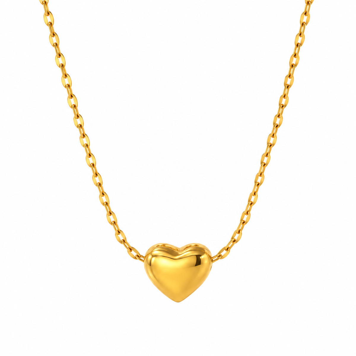 Collier en acier avec un petit coeur doré - NE300