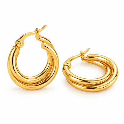 Goldene Stahlohrringe mit braunen Steinen – EA320