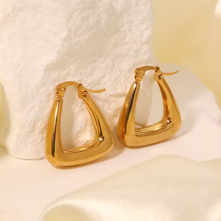 Σκουλαρίκια χρυσό ατσάλι τριγωνικά-EA631
