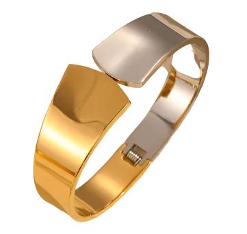 Gold Bracelet and silver steel with front opening-br223