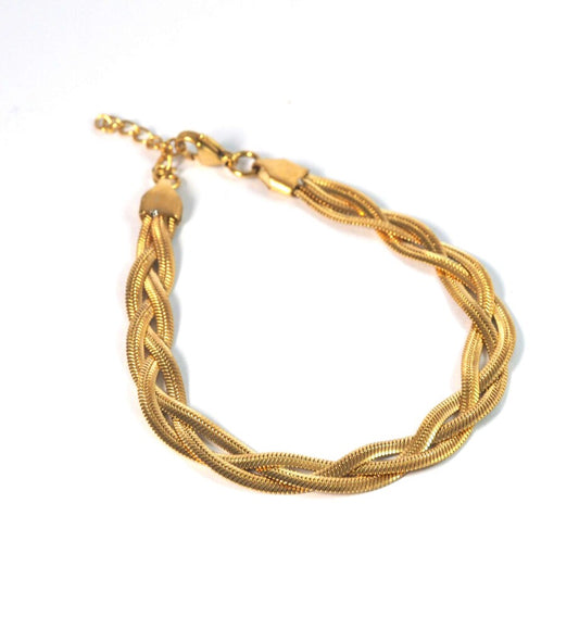 Bracelet gold steel triple knitting-br051