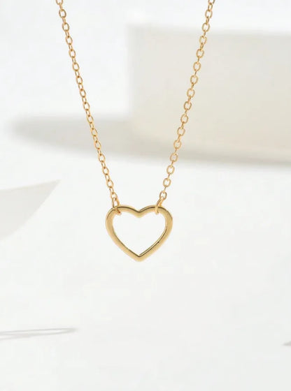 Steel necklace with thin golden heart- NE058