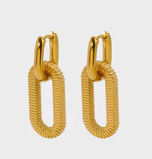 Gold steel dangle earrings - ea046
