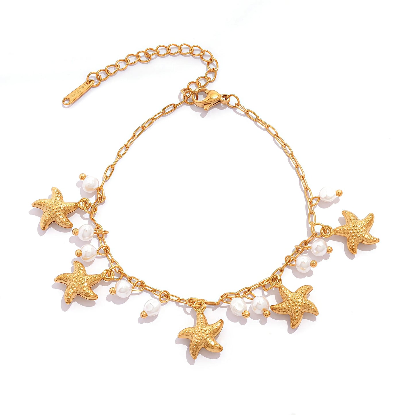 Steel bracelet with white flowers - BR255