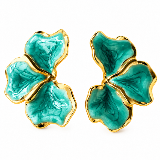 Pendientes estrella de mar de acero con piedras azules- EA681