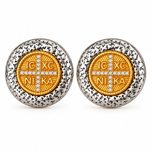 Goldene Stahlohrringe mit braunen Steinen – EA320
