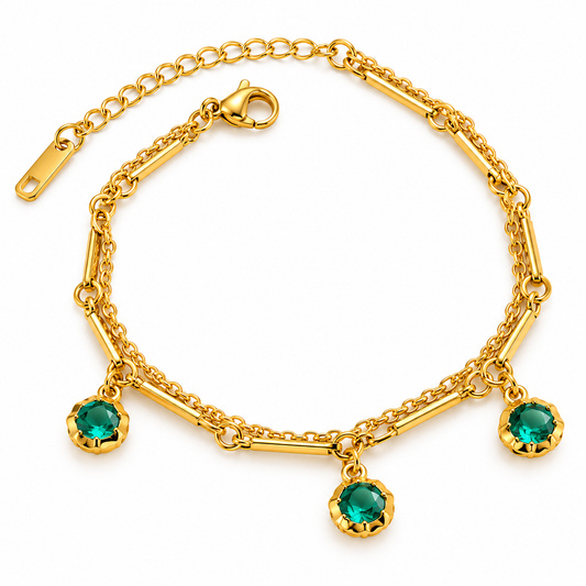 Pulsera de acero y oro con circonitas - BR020
