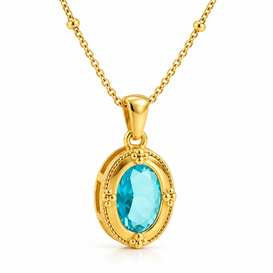 Collier acier doré avec cristal rouge - NE737