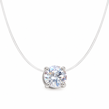 Collier en acier avec fil de pêche et strass - NE016