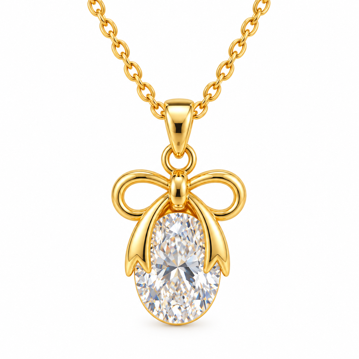 Halskette aus Stahlgold mit Zirkon – NE699