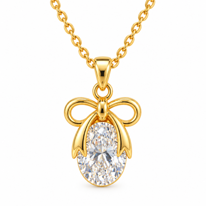 Halskette aus Stahlgold mit Zirkon – NE699