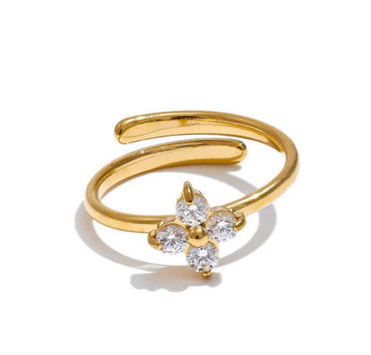 Ring Gold Plot with Zircon-R074 round cross