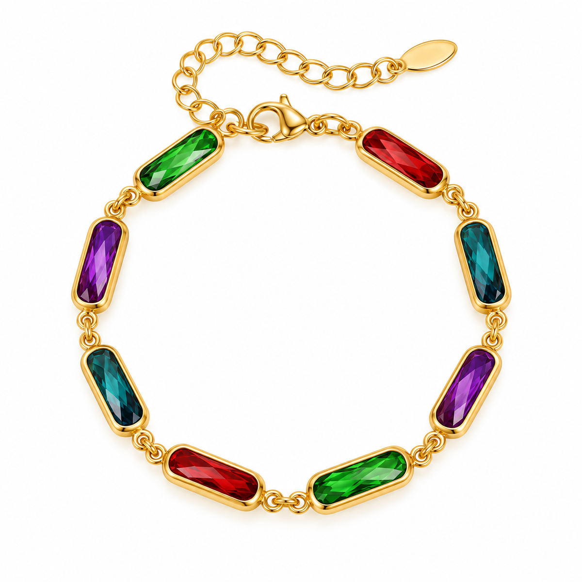 Bracciale in acciaio con pietre colorate - BR178