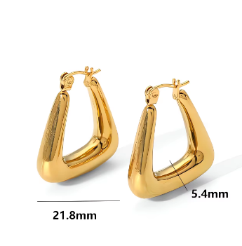Σκουλαρίκια χρυσό ατσάλι τριγωνικά-EA631
