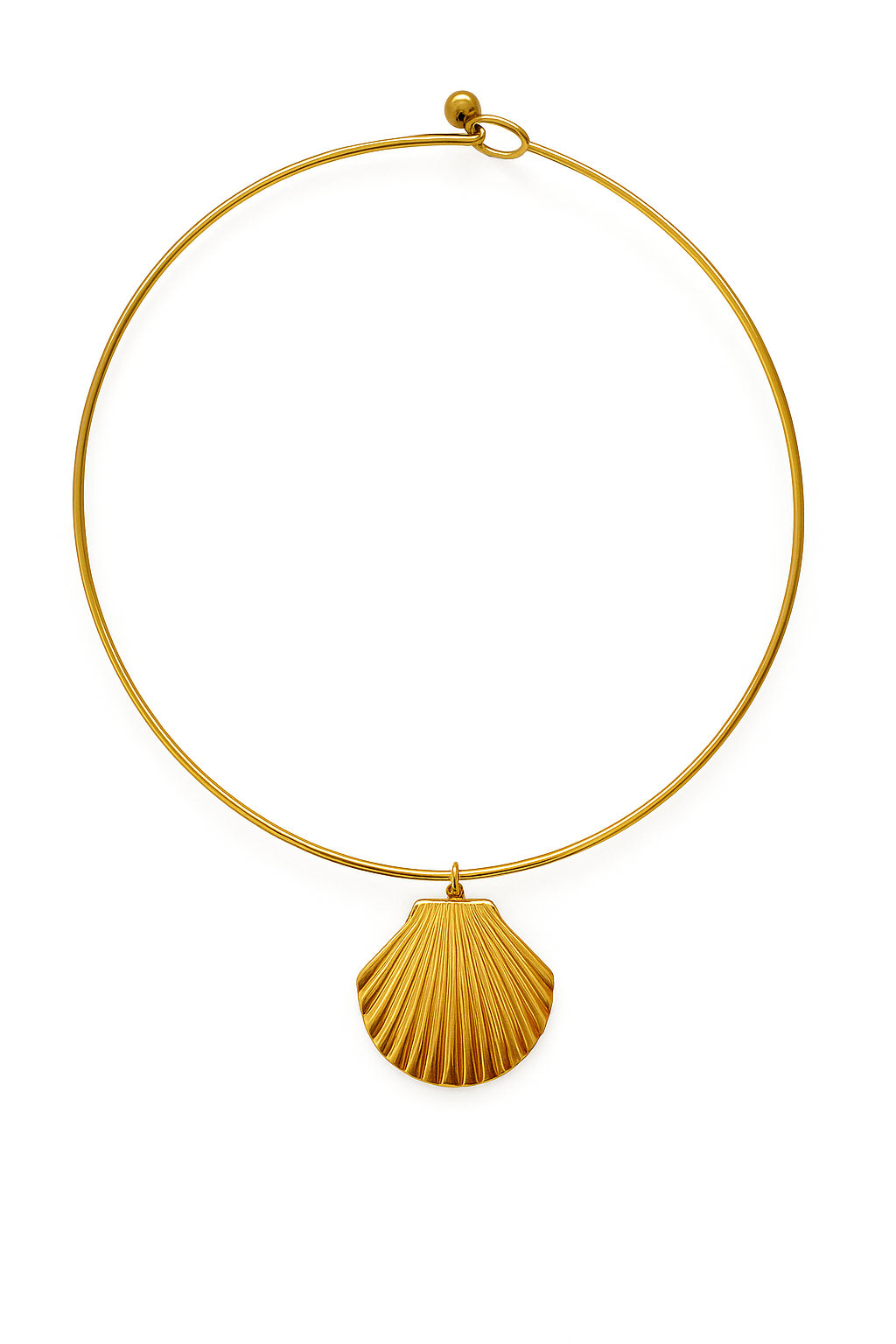 Κολιέ ατσάλινο με κοχύλι - w324