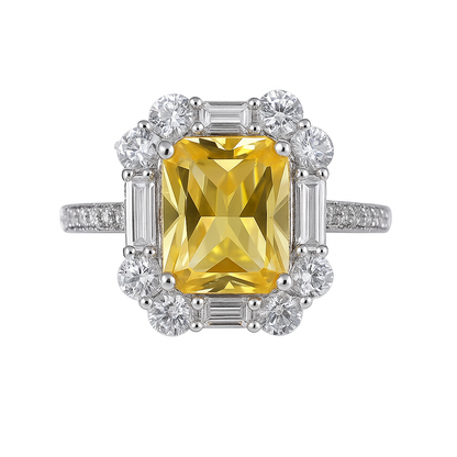 Brass ring with yellow zircon - w268