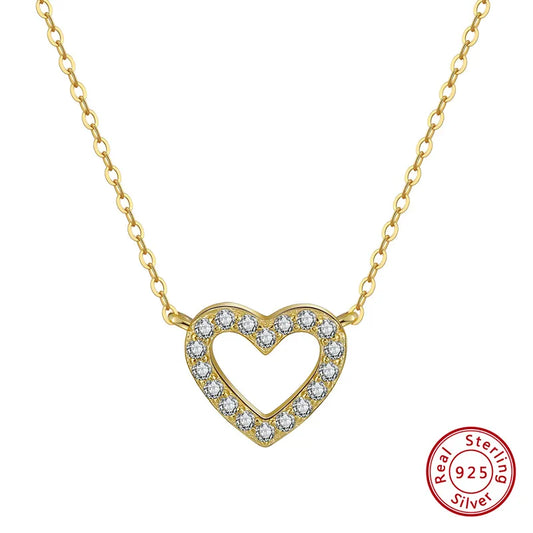 Necklace gold-plated silver S925 with heart and zircon-ne042