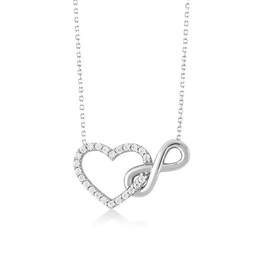 Silver necklace s925 infinite and heart with zircon-ne469