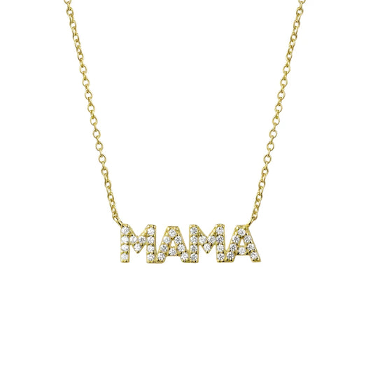 Necklace gold-plated silver S925 with Zircon Mama-Ne447