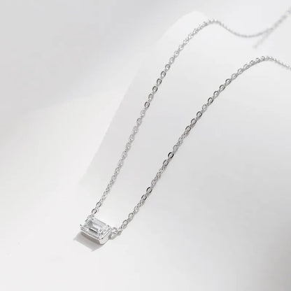 Silver Sch925 Necklace with Zircon-Ne029 rectangle