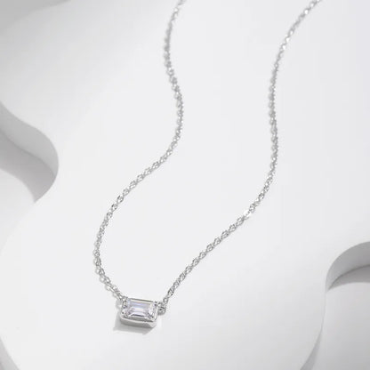 Silver Sch925 Necklace with Zircon-Ne029 rectangle