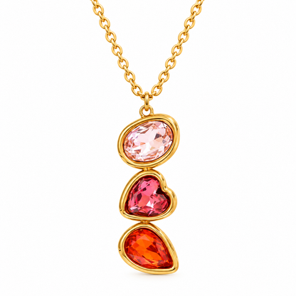 Steel gold necklace with zircon - NE699